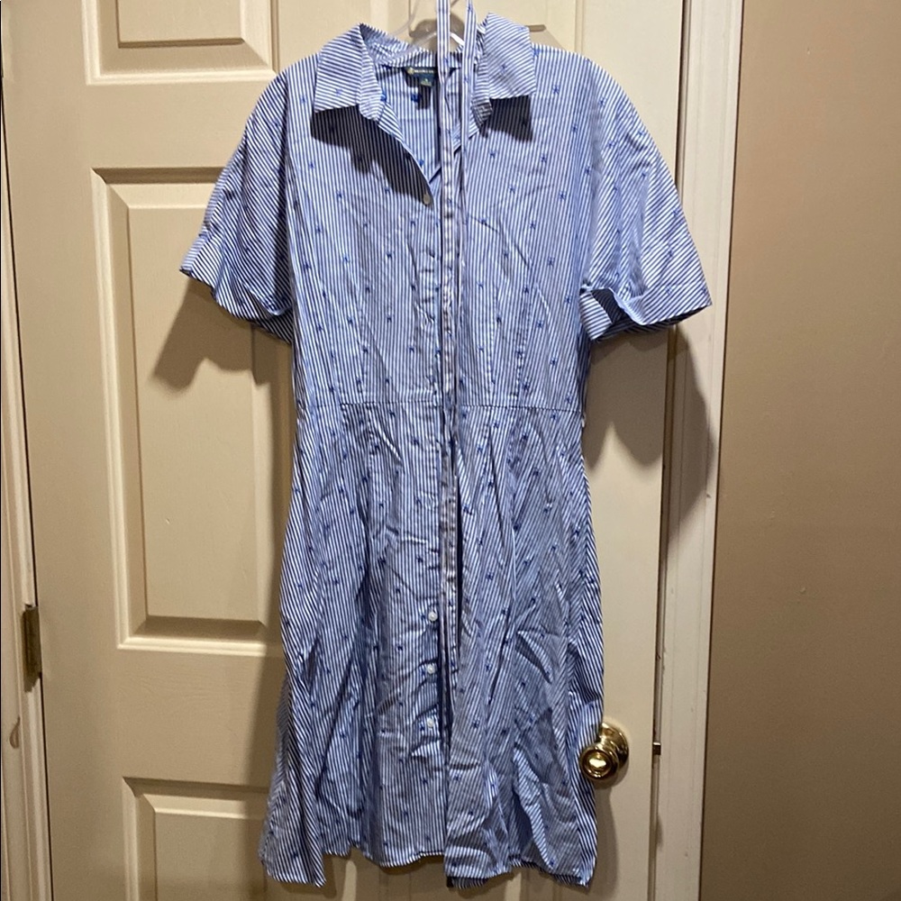 Blue and White Striped Dress